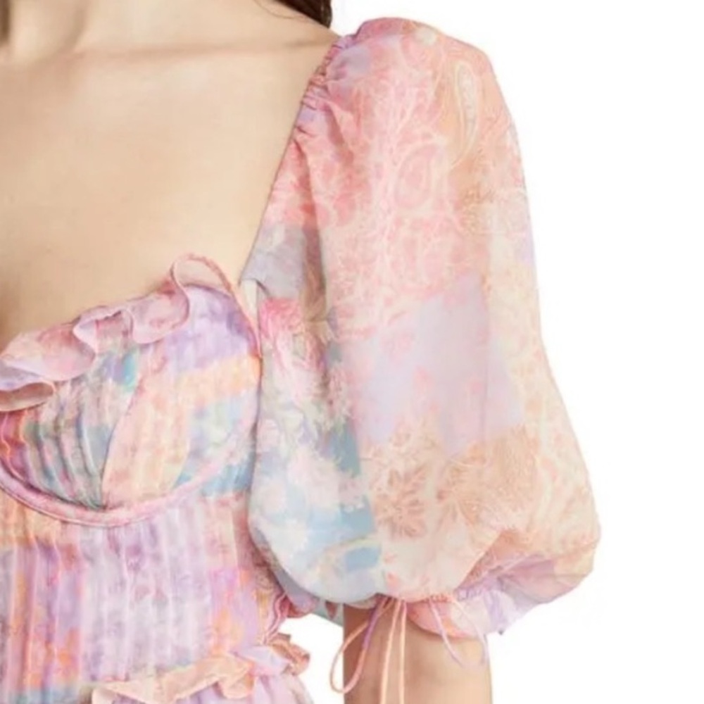 For love & lemons Odessa midi puff sleeve dress - Picture 3 of 9